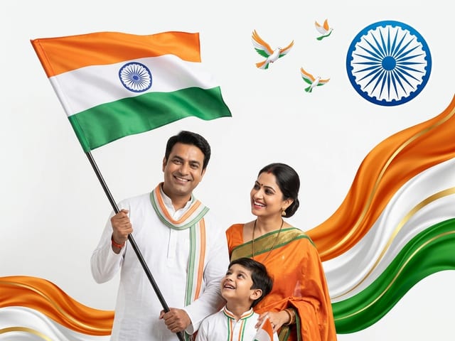 Indian Family Celebrating Health and Independence Day